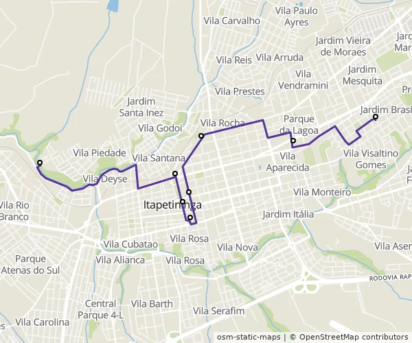 Mapa do itinerário da linha